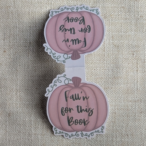 Pumpkin Fall Magnetic Bookmarks Readers Book lovers Autumn Pink Books Set Of 4 - Picture 8 of 14
